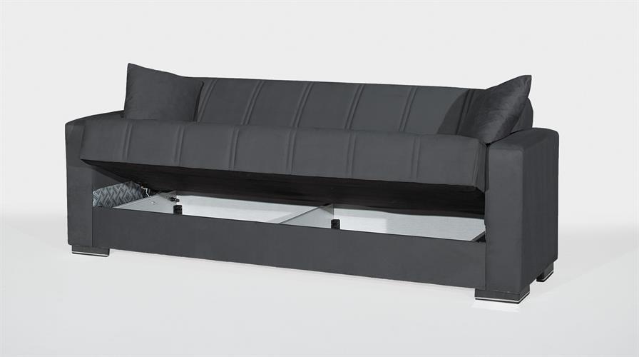 ספה תלת מושבית נפתחת למיטה כולל ארגז מצעים דגם מונטנה צבע אפור ספה תלת מושבית נפתחת למיטה כולל ארגז מצעים דגם מונטנה צבע אפור