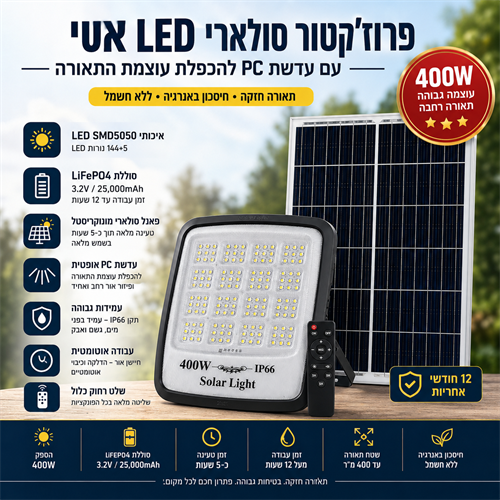 פרוז'קטור סולארי 400 וואט סדרת הפרימיום