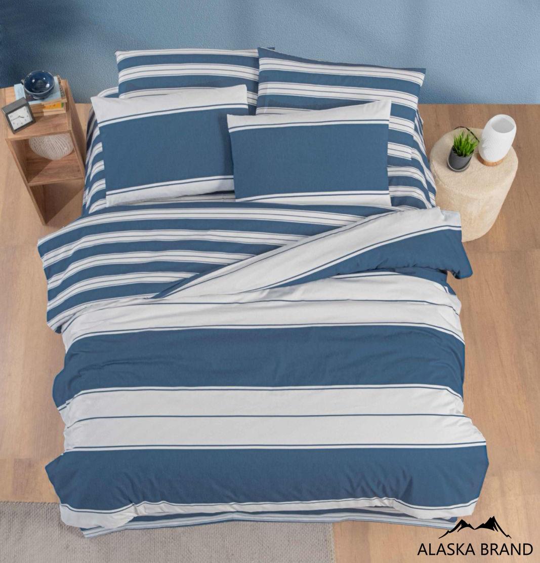 מצעים יחיד 100% כותנה - דגם MADRAS צבע כחול