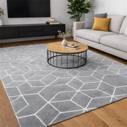 שטיח גאומטרי לבן   דגם אופוס-02