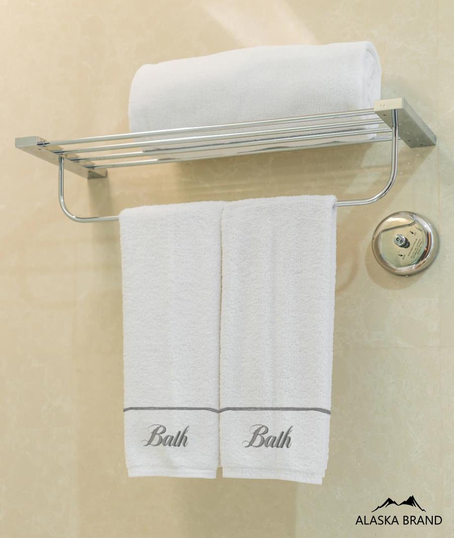 מגבת ידיים רקומה יוקרתית 100% כותנה דגם - הלנה Bath לבן כסף