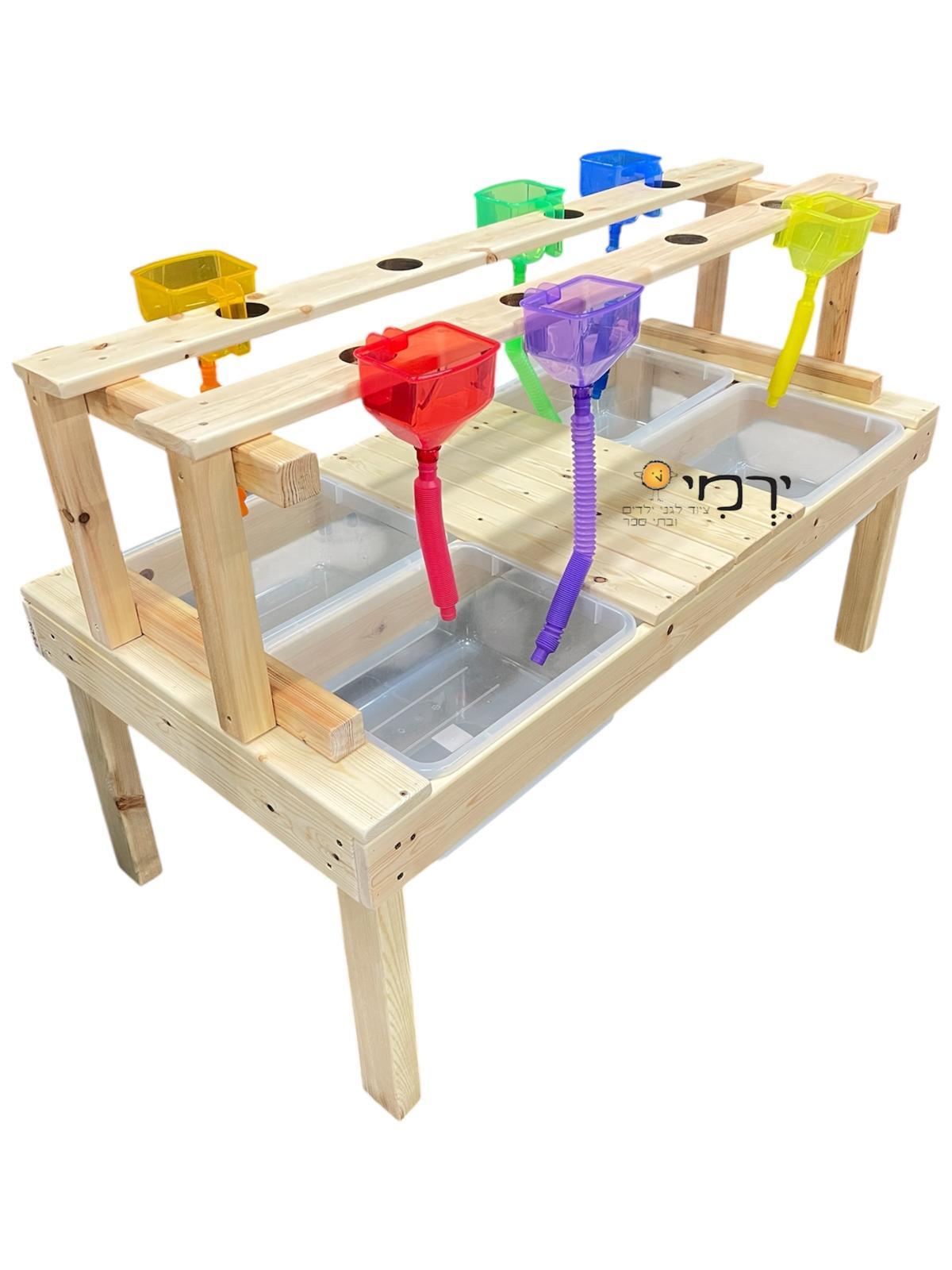 שולחן חול ומים + צינורות ומשפכים