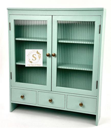 כוננית וינטג' עם דלתות זכוכית