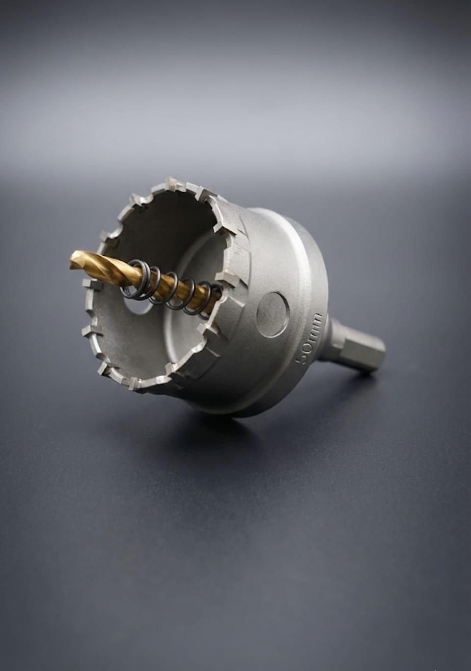 מקדח כוס קוטר 50 ממ T.C.T קצוות טונגסטן קרביד מתאים למתכת עץ ואלומיניום ראש וידיה חזק קמפינג לייף