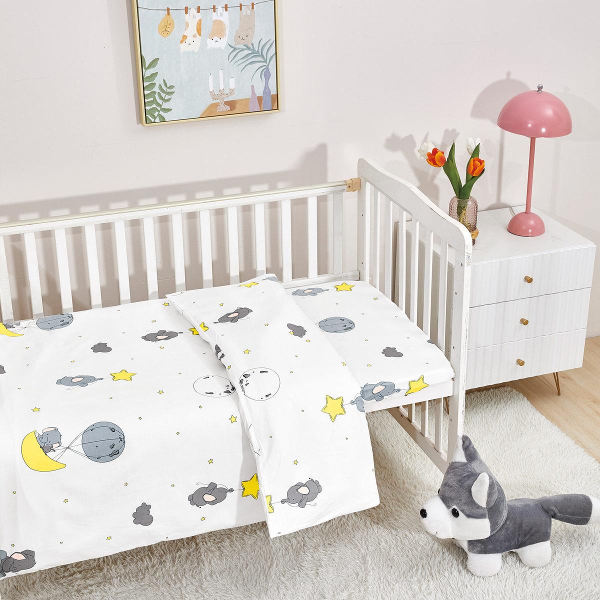 סט 100% כותנה למיטת מעבר / תינוק - פילונים