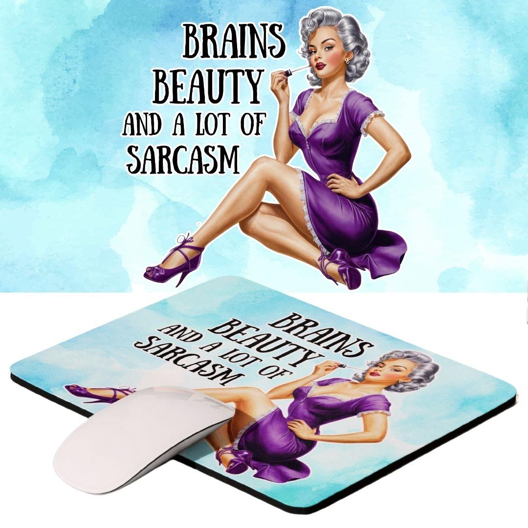 פד לעכבר רטרו Brains & Beauty – סגול עם הומור שנון | גיתוש