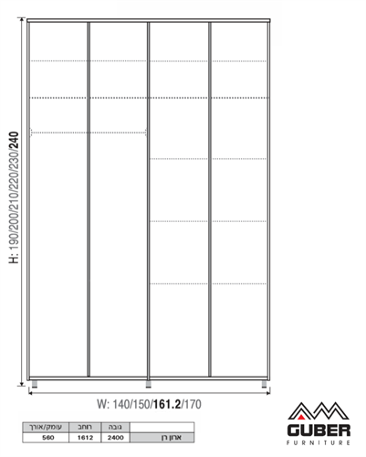 ארון פתיחה 4 דלתות דגם ירון