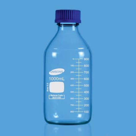 בקבוק מעבדה פיירקס פקק כחול - REAGENT BOTTLE CLEAR WITH GL 45