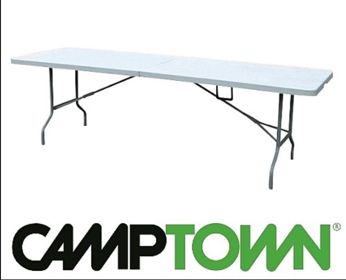 שולחן מתקפל לבית ולשטח אורך 2.4 מטר רוחב 76 סמ' גובה 74 סמ מתאים לארח בחגים ולתערוכות קמפינג לייף