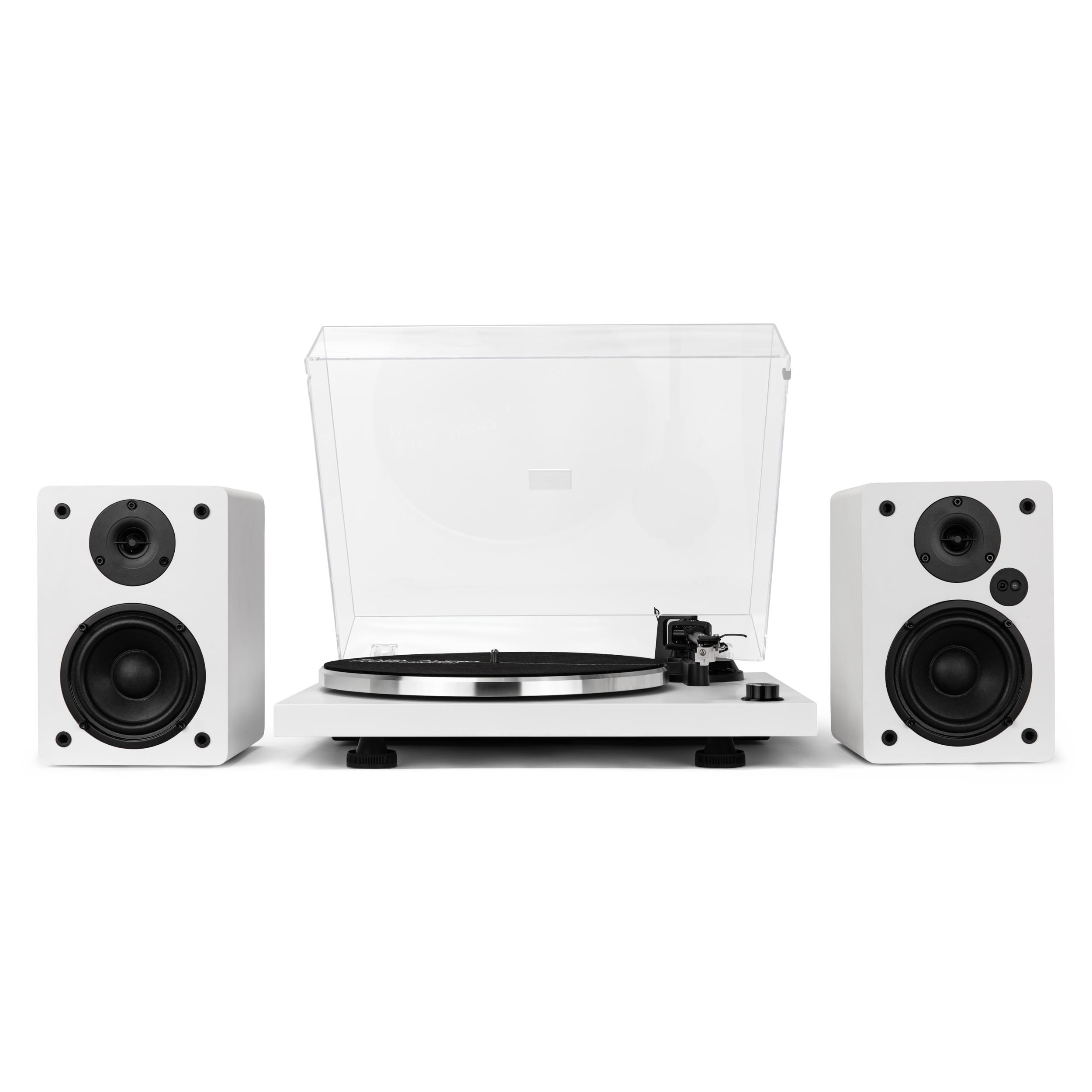 פטיפון מקצועי SAFA -HPH100 משולב רמקולים 60RMS צבע לבן