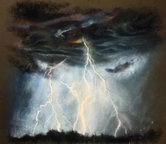 Lightning, 2023, chalk on paper, 50x52 cm