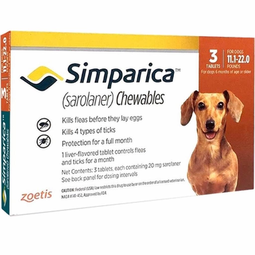 סימפריקה 20 מג לכלב במשקל 5-10 קג simparica