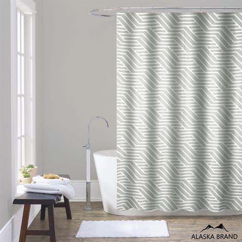 וילון אמבטיה יוקרתי דו שכבתי | דגם טור - אפור בהיר