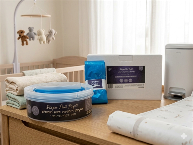 שקיות ריחניות לפח חיתולים - מארז קסטה + 4 חבילות