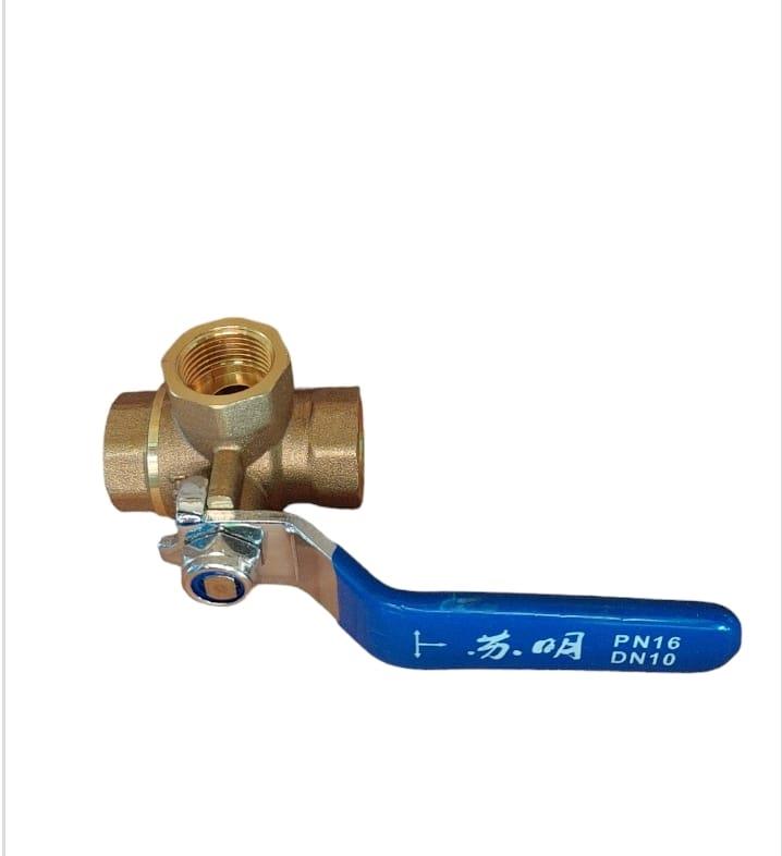 ברז 3 דרך 20 ממ Brass Three Way Ball Valve T Shaped Shut Off Switch for Water And Oil קמפינג לייף                            