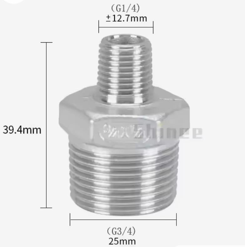 ניפל נירוסטה 26 ממ ל 20 ממ מעבר הברגה מ 3/4 ל 2\1 או להיפך זכר דו צדדי קמפינג לייף