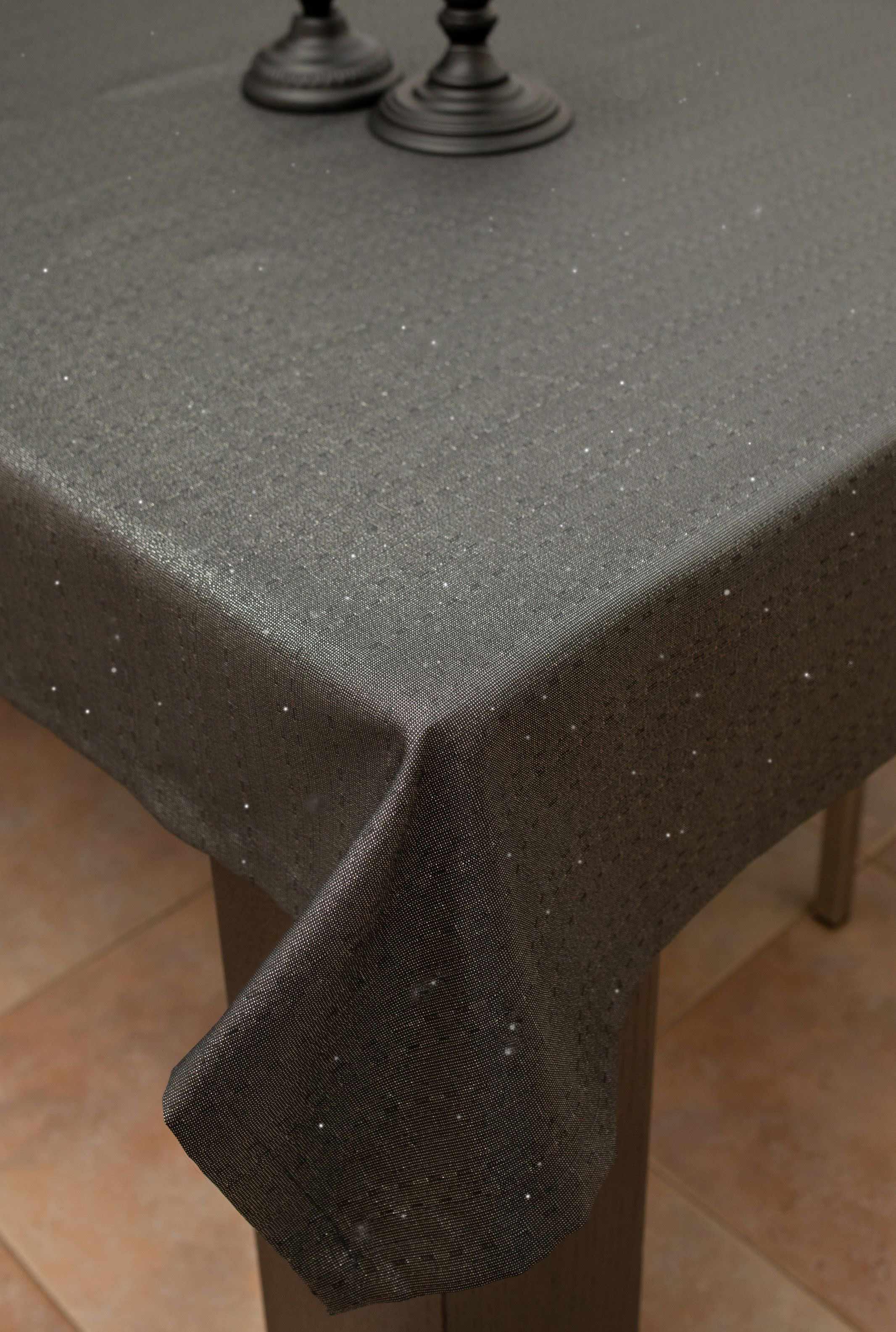 מפת שולחן יוקרתית מנצנצת דגם - אודרי מיאל שחור כסף *גם בעגול*