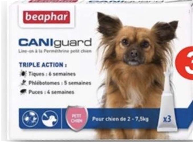 Cani guard  Sאמפולות לטיפול בפרעושים וקרציות לגזע קטן--2-7 קג