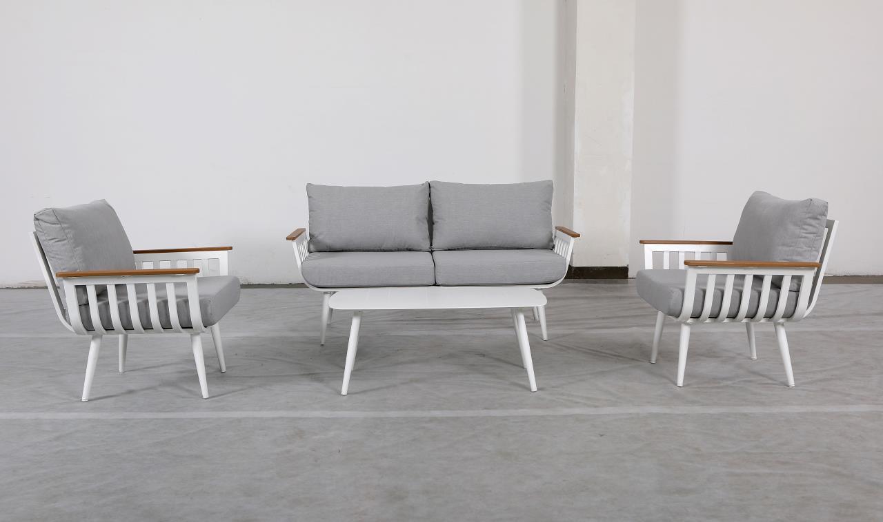 מערכת ישיבה אלומיניום לגינה ולמרפסת דגם אריזונה דו לבן