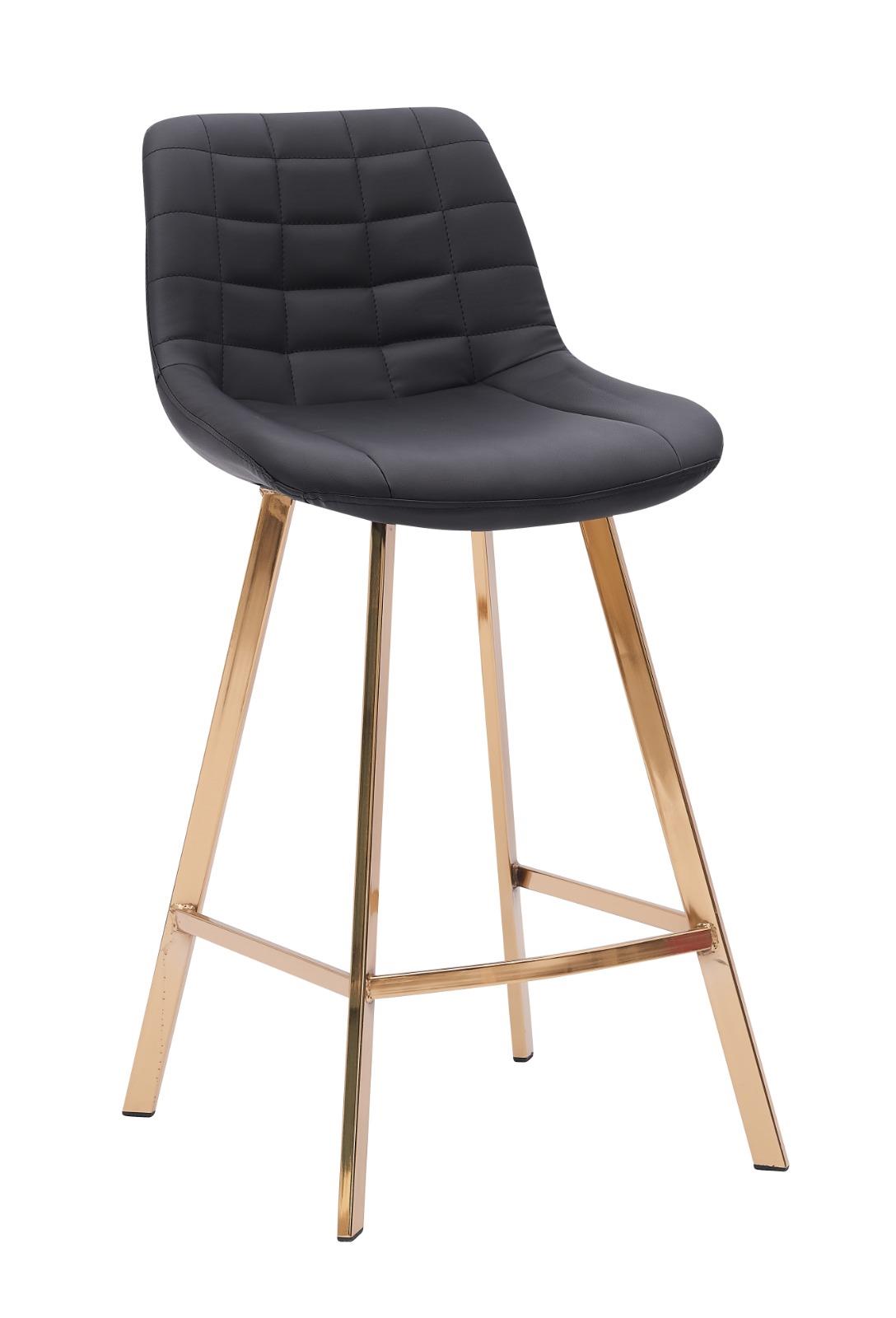 כסא בר מעוצב דגם ניס גולד דמוי עור שחור כסא בר מעוצב דגם ניס גולד דמוי עור שחור