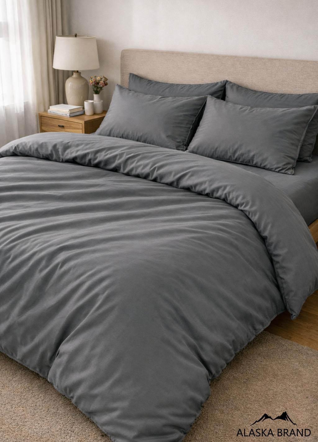 מצעי 100% כותנה מצרית אריגת סאטן 500 חוט - אפור B מצעי 100% כותנה מצרית אריגת סאטן 500 חוט - אפור B