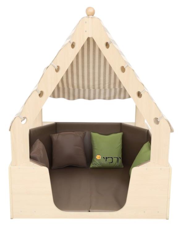 פינת זולה עץ מרופדת + גגון איכותי