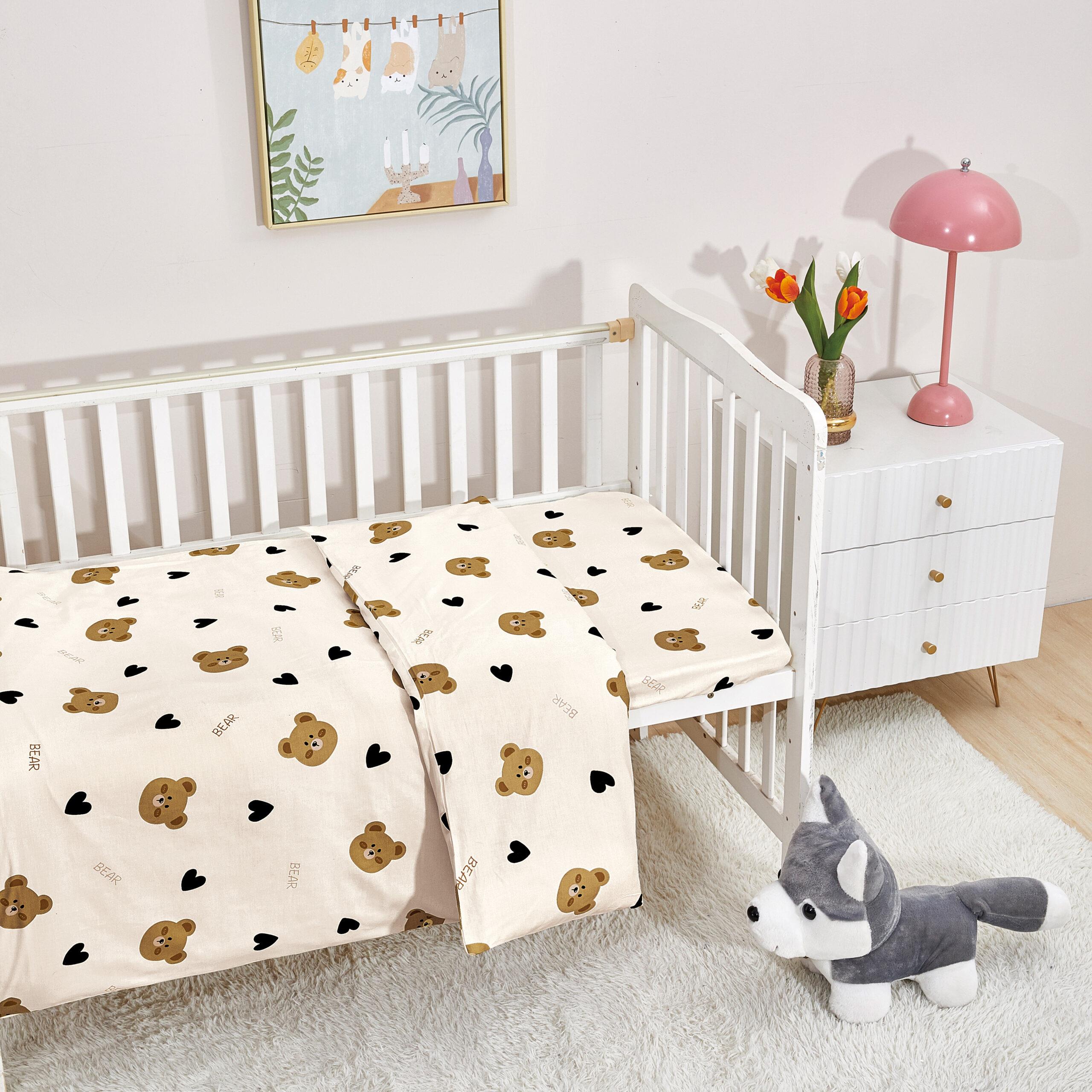 סט 100% כותנה למיטת מעבר / תינוק - דובים