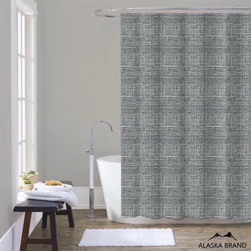 וילון אמבטיה יוקרתי דו שכבתי | דגם טורינו - אפור כהה