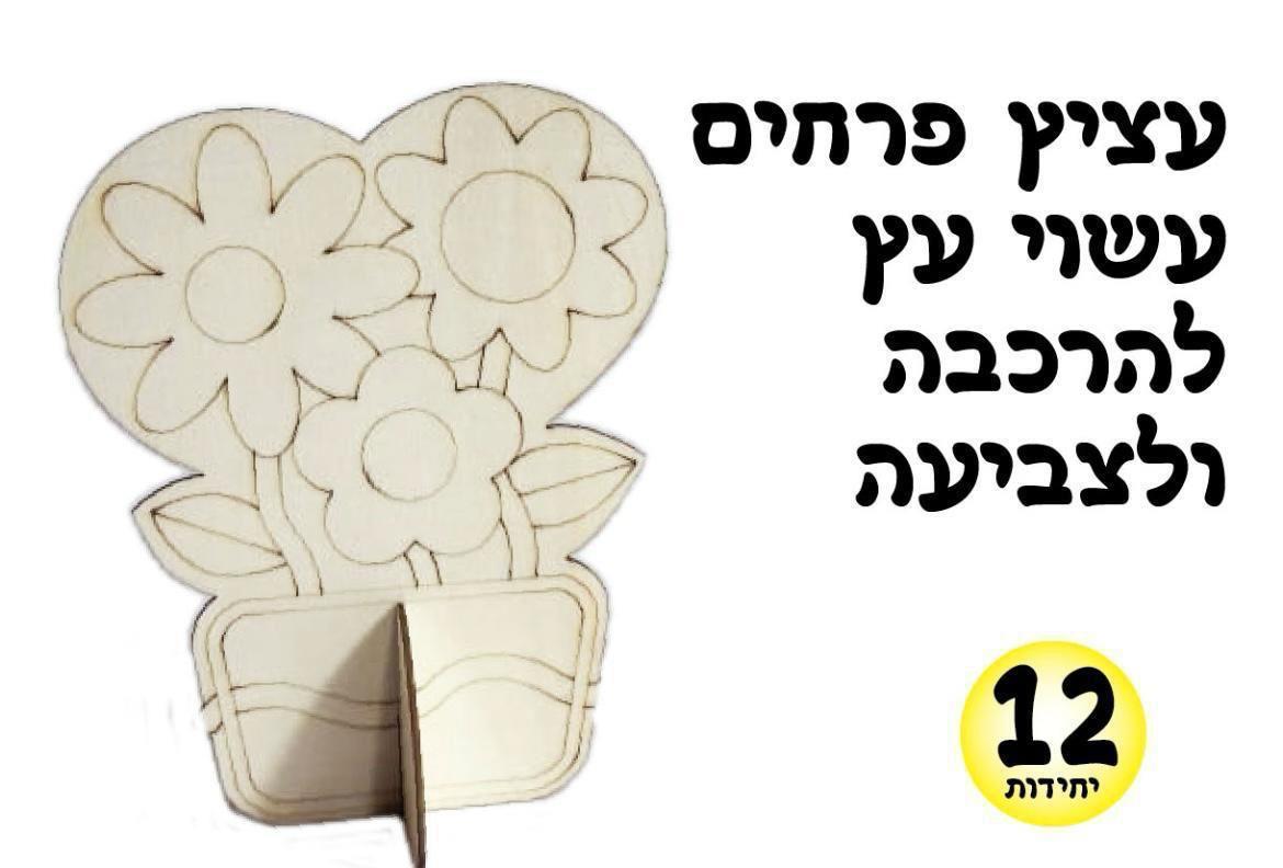 עציץ פרחים מעץ להרכבה וצביעה