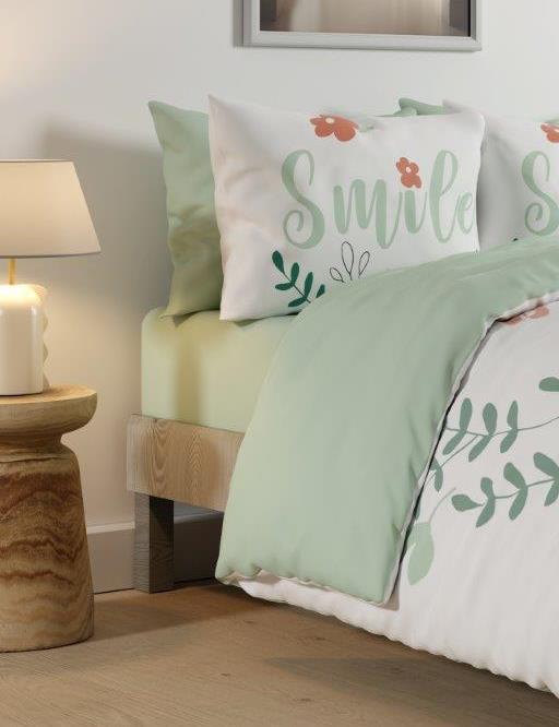 סט מצעים מיטה וחצי 100% כותנה דגם - סמייל