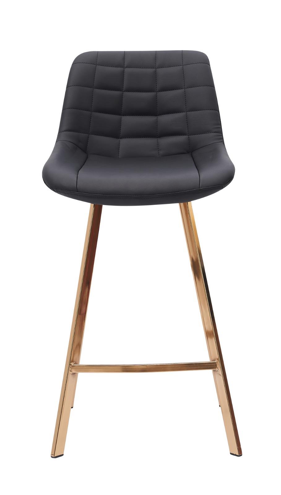 כסא בר מעוצב דגם ניס גולד דמוי עור שחור