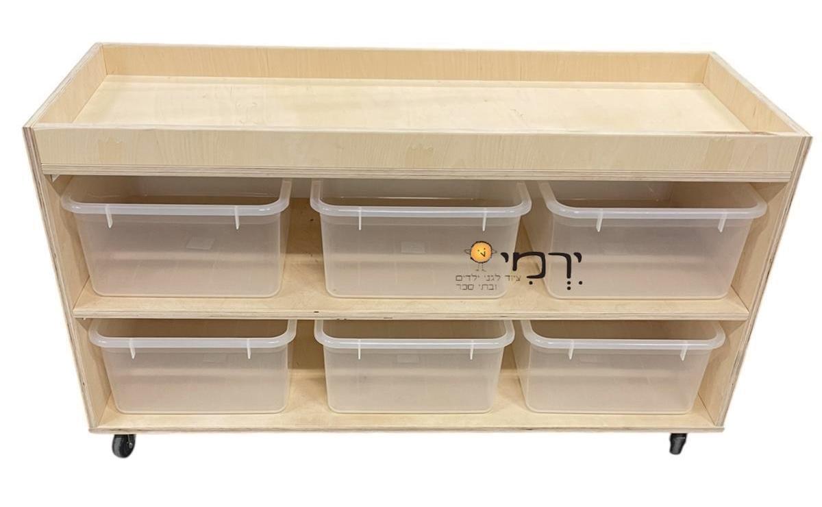כוננית משחקים ניידת עץ מלא