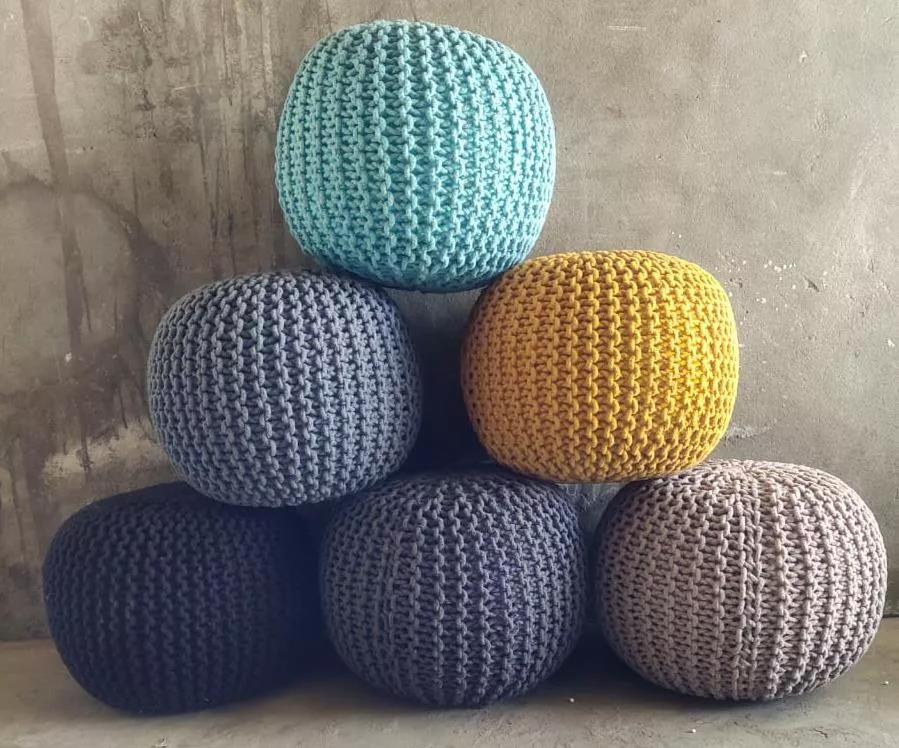 הדום / פוף ישיבה סרוג 100% כותנה - התוספת המושלמת בישבילך!