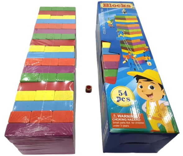 קפלה צבעונית ג'מבו 54 יחידות + קוביה צבעונית איכותי