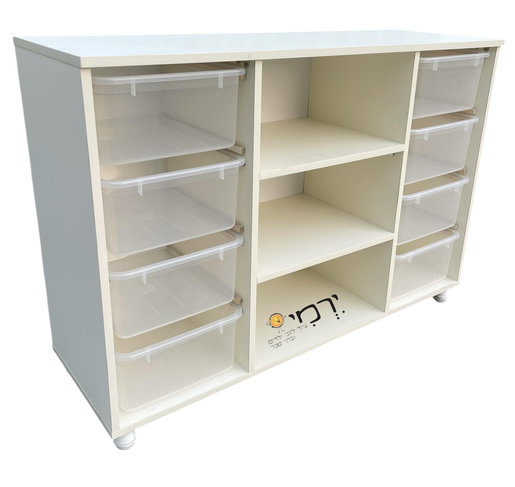 כוננית מדפים + 8 מיכלים