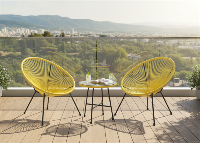 סט זוגי לגינה ולמרפסת דגם דנמרק צבע צהוב