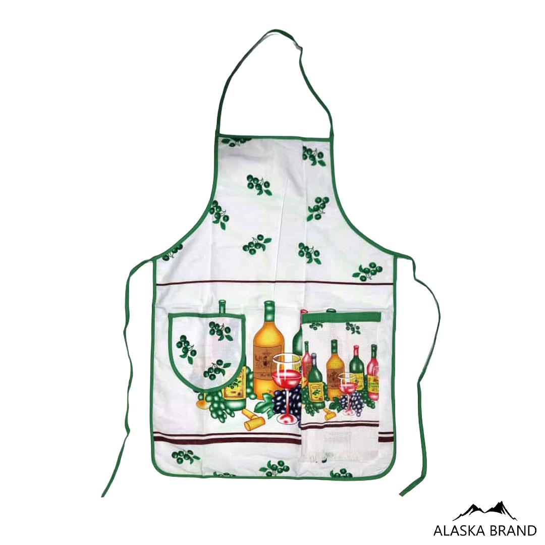 סינר איכותי + מגבת סקוצ' דגם ענבים - Grapes